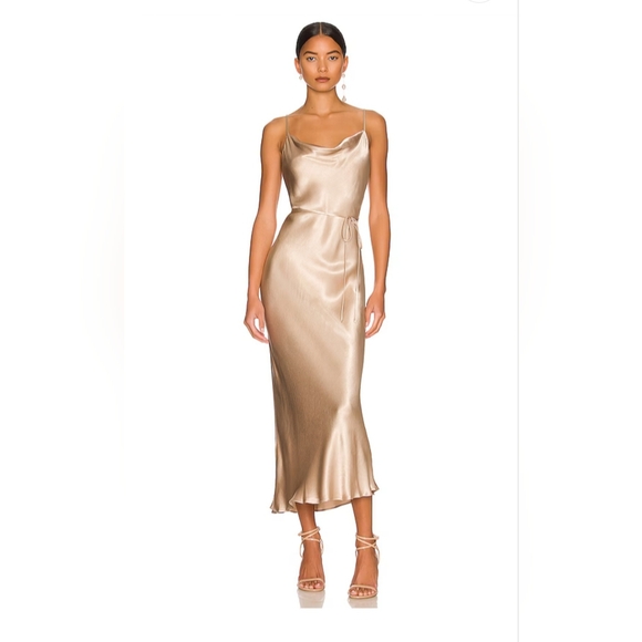 Shona Joy La Lune Bias Slip Dress in Gold, AUS 6, XS - Picture 1 of 12
